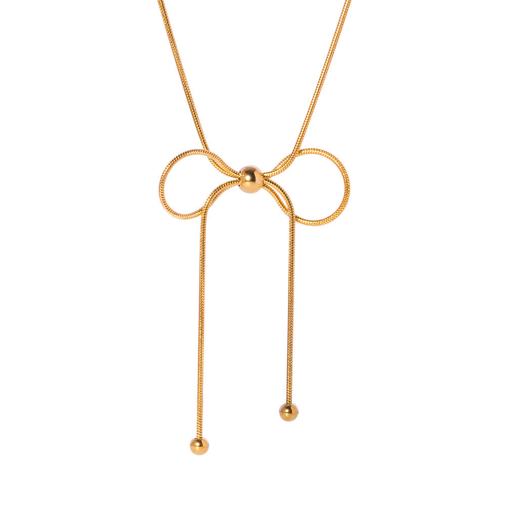 18K Gold Bow Rope Necklace