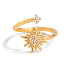 18K Gold Solar CZ Ring