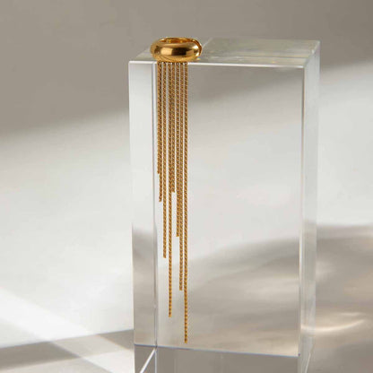 18K Gold Drop Dangle Ear Cuff