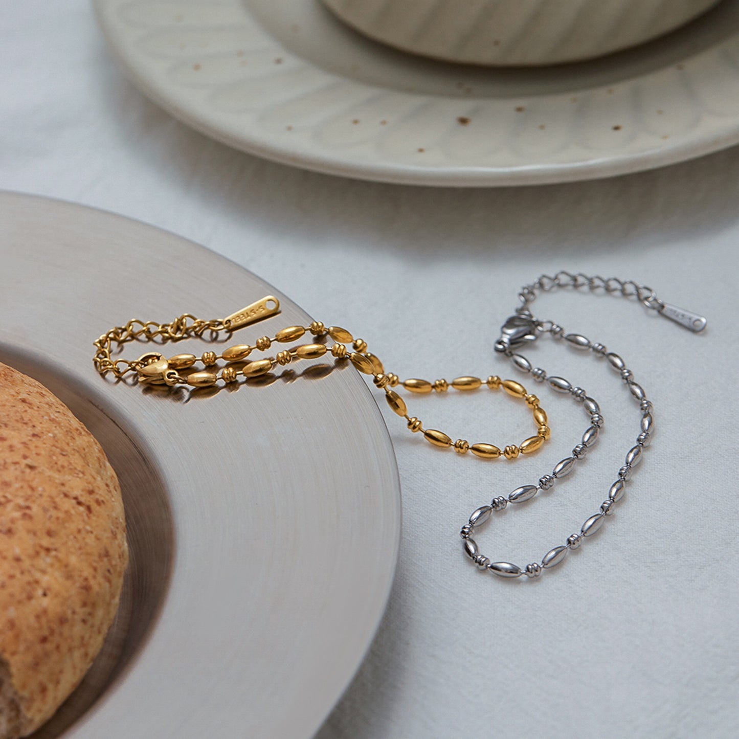 18K Gold Silver Waterproof Minimalist Hand Chain Jewelry Bracelet