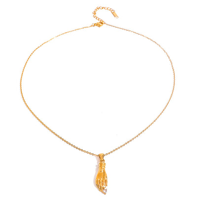 18K Gold Heart in Hand Pendant Necklace
