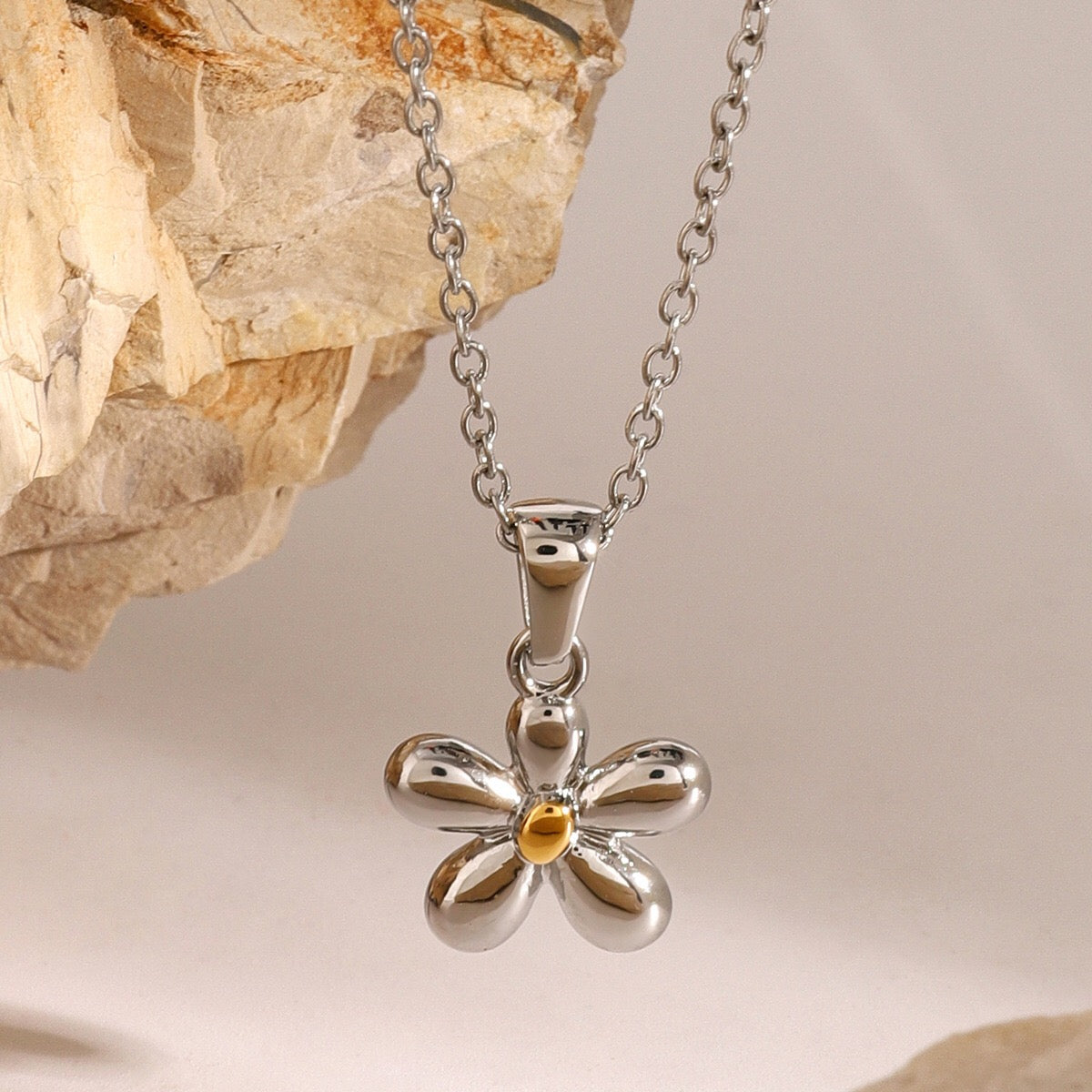 18K Gold Cherry Flower Pendant Necklace