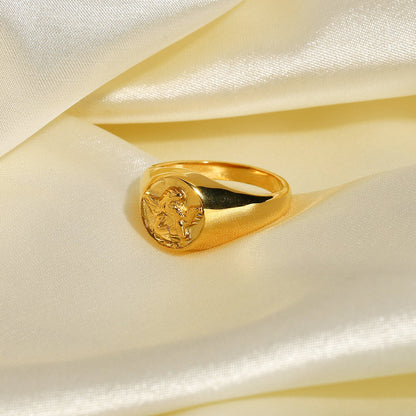 18K Gold Cupid Signet Ring