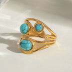 18K Gold Bold Gemstone Statement Ring