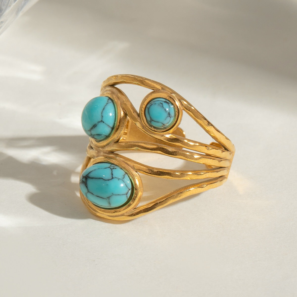 18K Gold Bold Gemstone Statement Ring