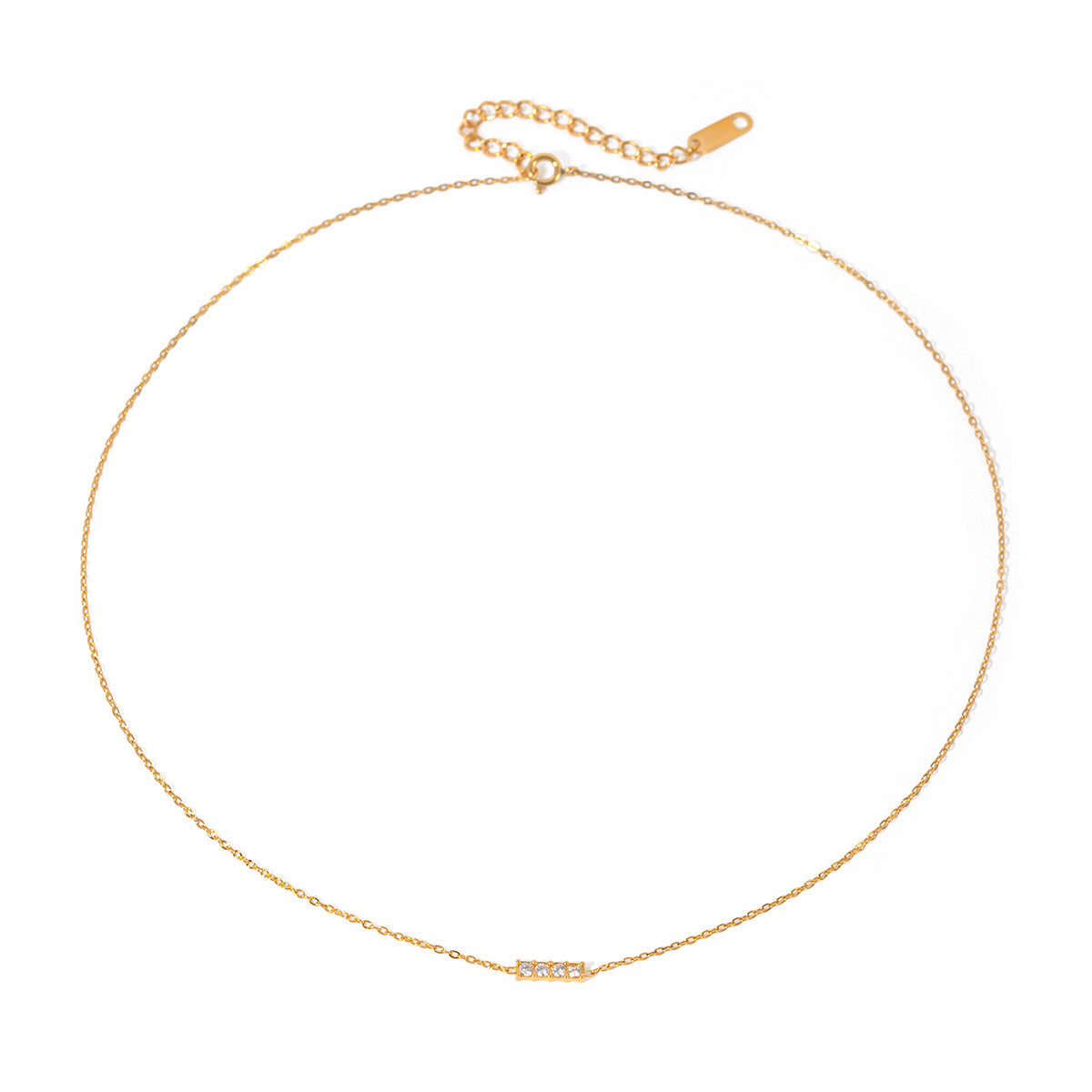 18K Gold Minimalist Bling Bar Pendnat Choker Necklace