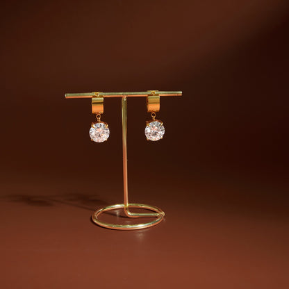 18K Gold Diamond Drip Small Hoop Dangle Huggie Earrings