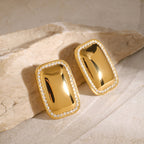 18K Gold Bling Plate Statement Stud Earrings