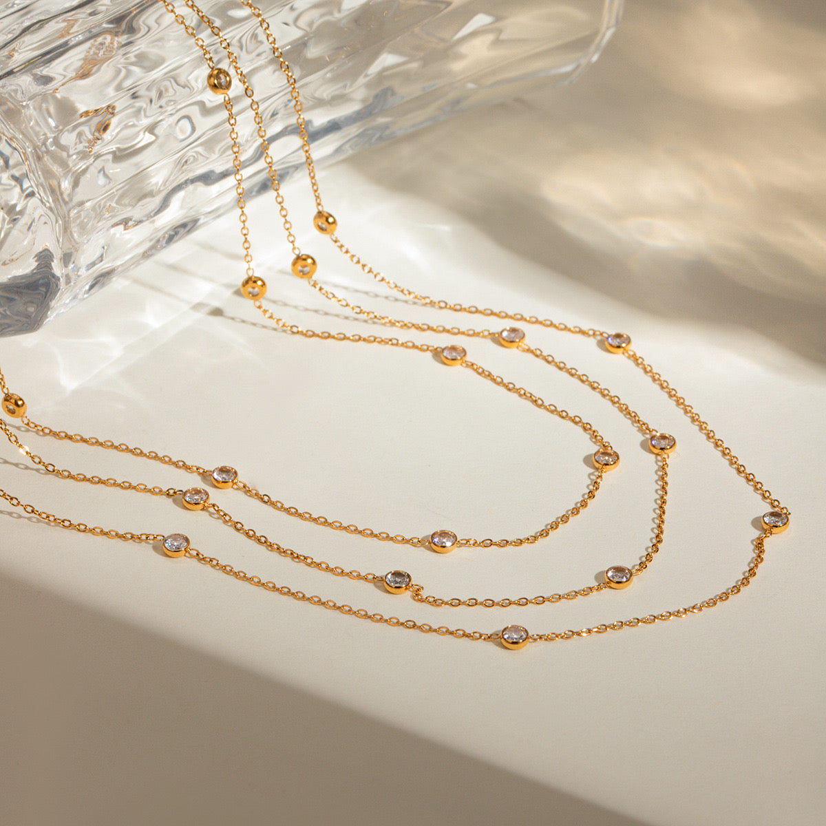 18K Gold Star Sprinkle Chain Layered Necklace Choker
