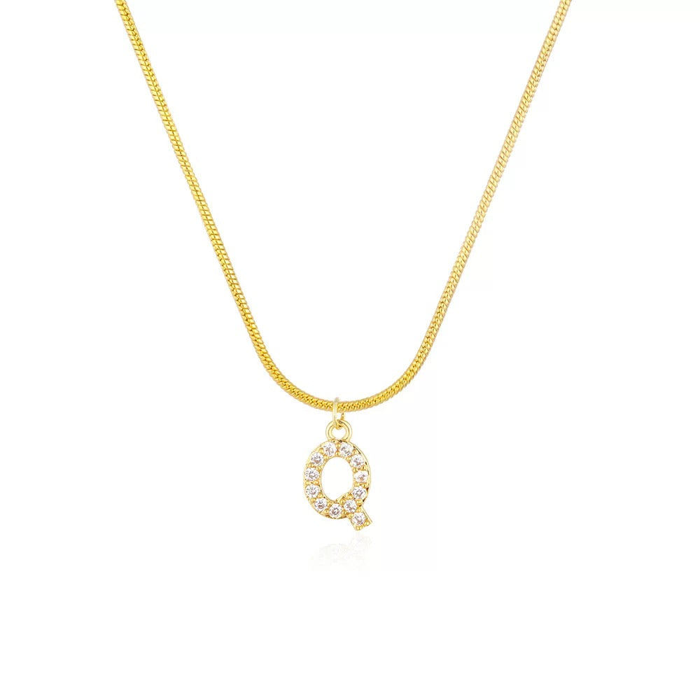 18K Gold Minimalist Glam Initial Necklace