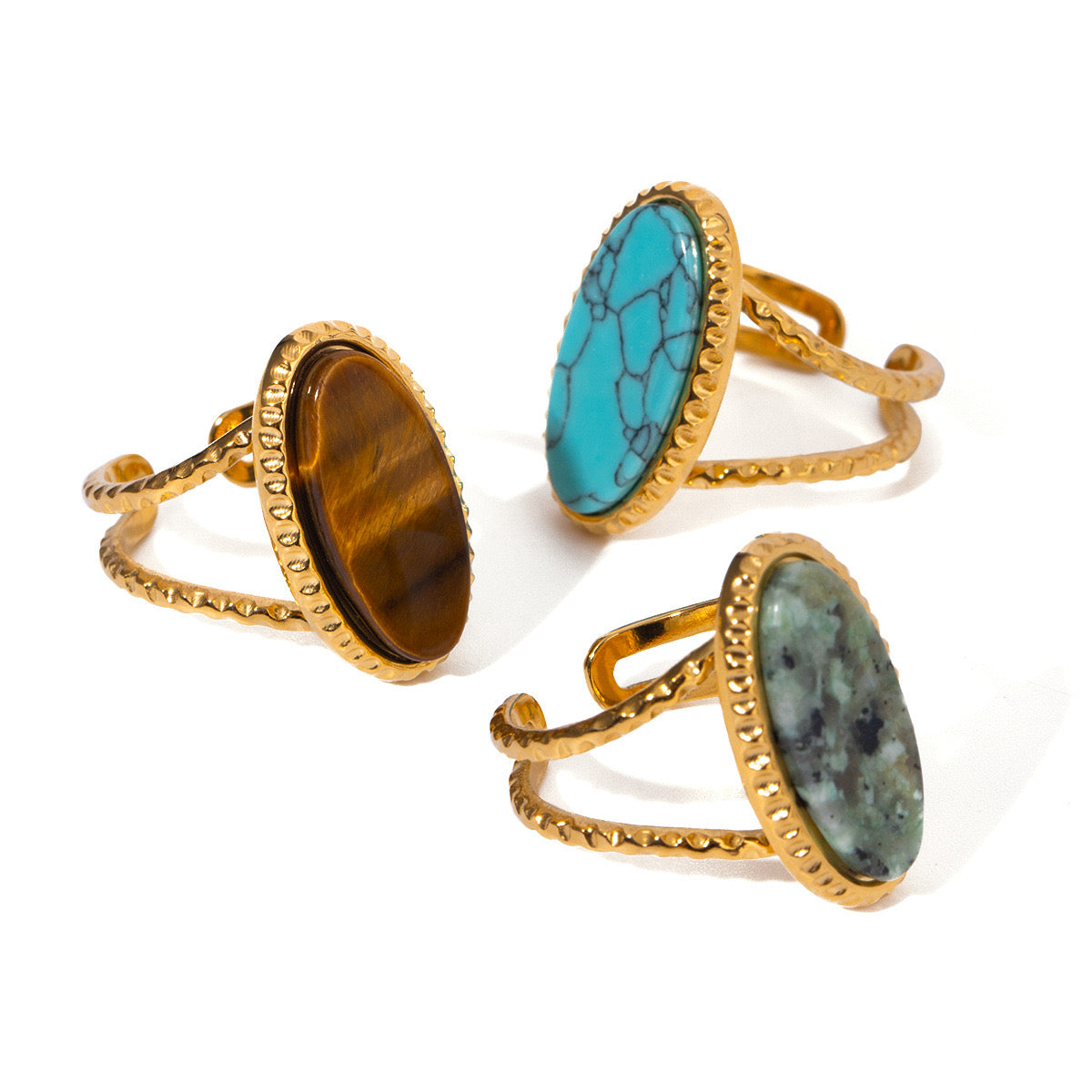 18K Gold Old Money Oval Gemstone Statement Ring