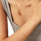 18K Gold Celestial Moon and Sun Pendant Necklace