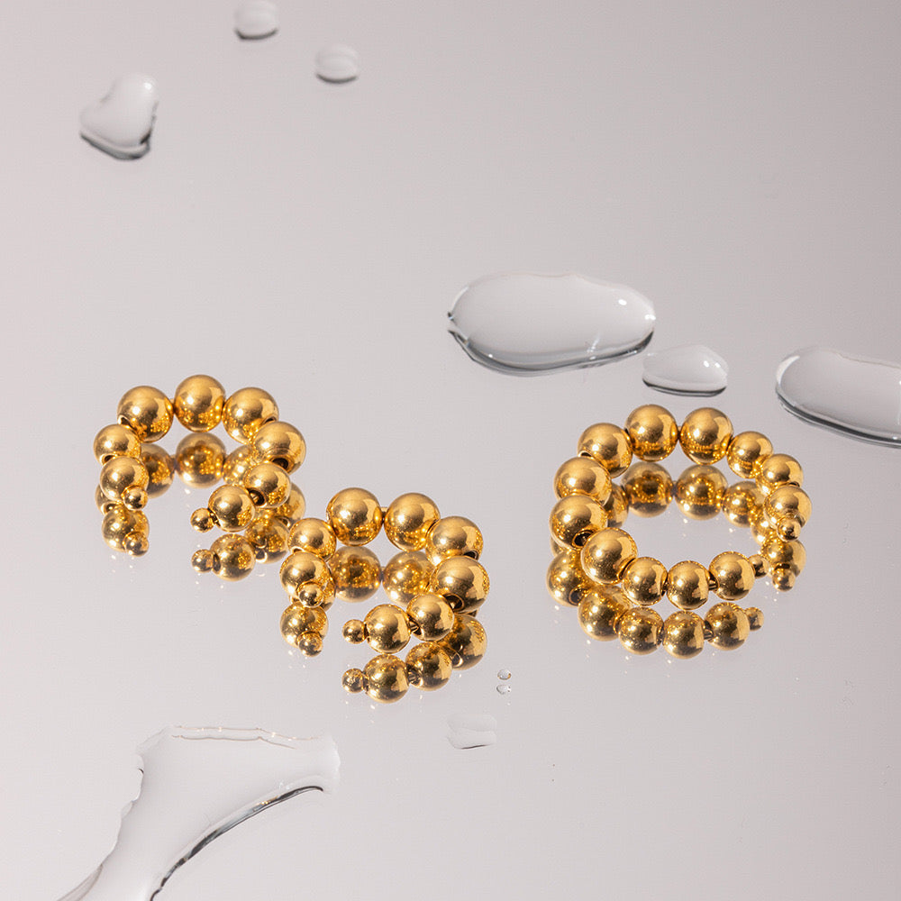 18K Gold Classic Beaded Ear Cuffs