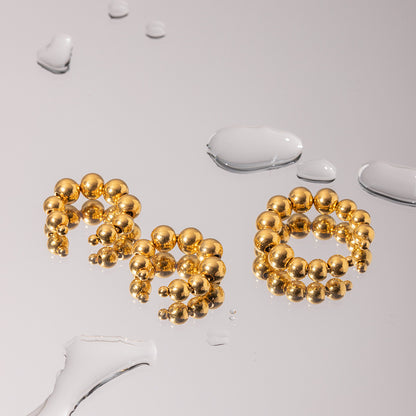 18K Gold Classic Beaded Ear Cuffs