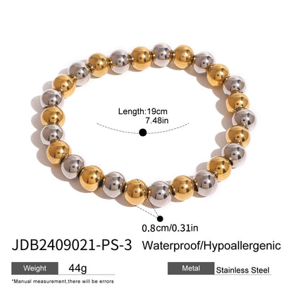 18K Gold and Silver Two Tone Essential Beaded Bracelet