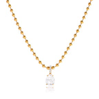 18K Gold Minimal Glow CZ Pendant Paperclip Beaded Chain Layered Necklace Set