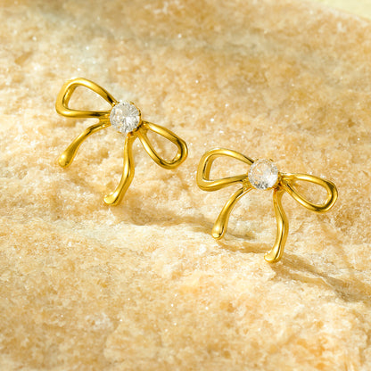 18K Gold Bow Earrings