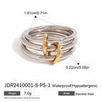18K Gold and Silver Two Tone Connected Multi Layers Spinelli Trinity Stacking Rings
