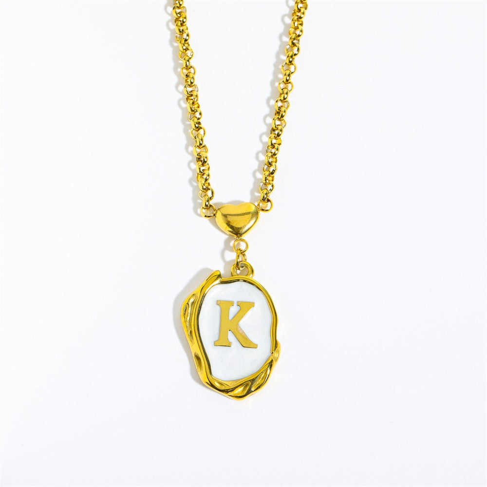 18K Gold Luxury Initial Pendant Necklace