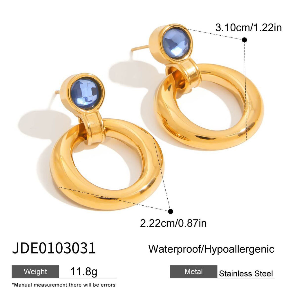 18K Gold Modern Azure Geometric Statement Stud Earrings