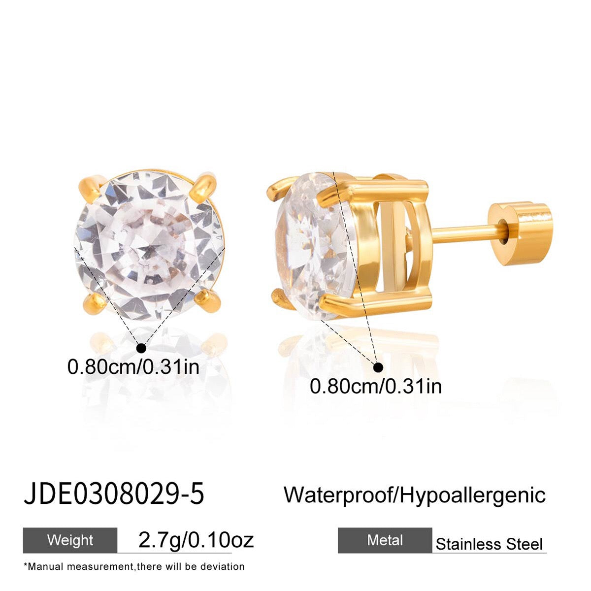 18K Gold Essential Elegance Flat Back Stud Nap Earrings