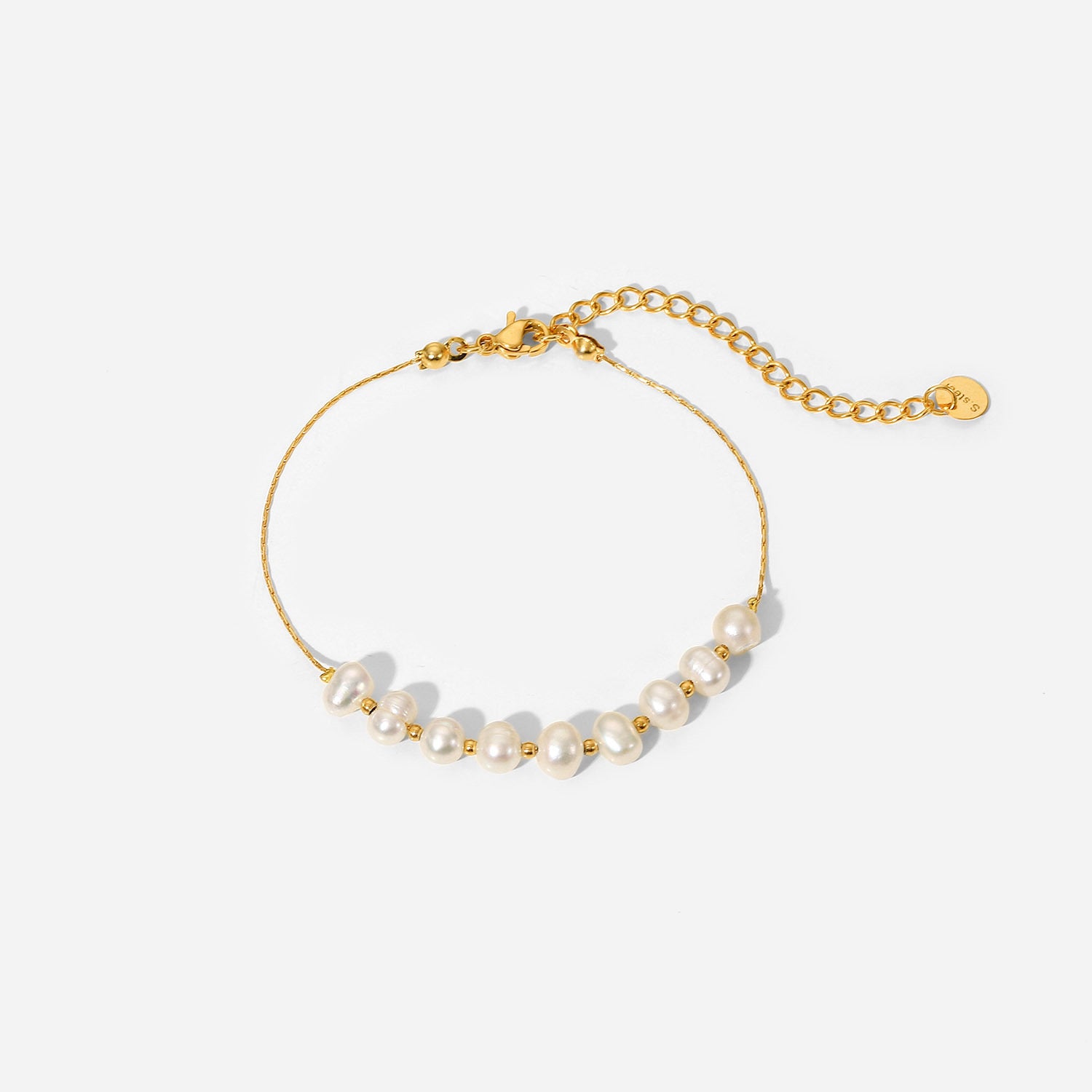 18K Gold Delicate Pearl Bracelet