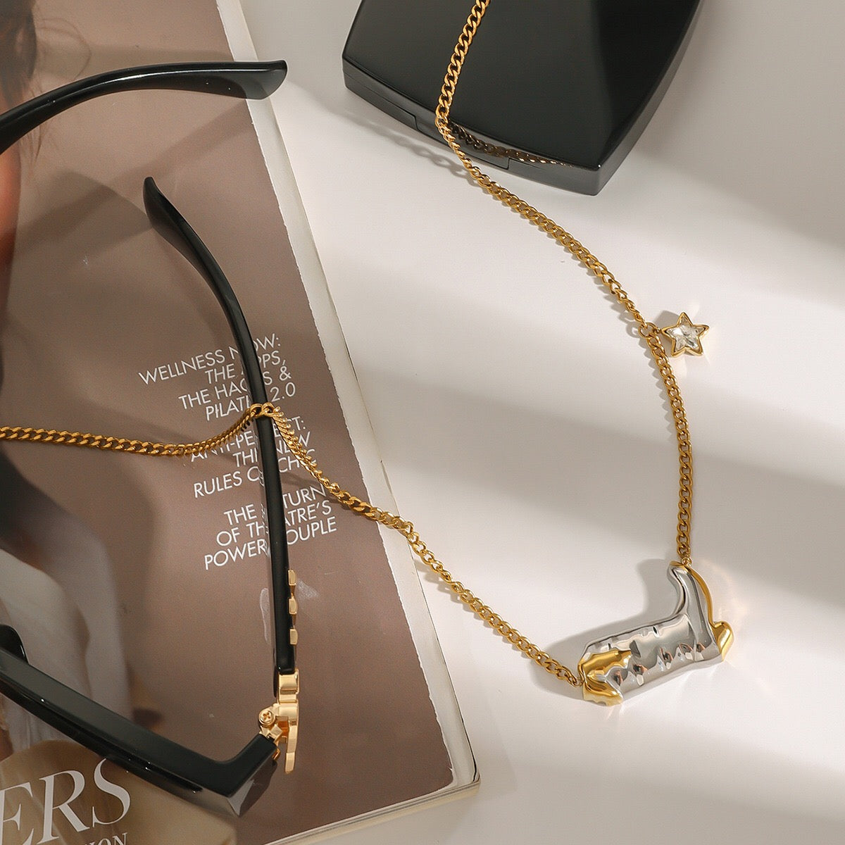 18K Gold and Silver Two Tone Rodeo Star Cowboy Boot Stud Dangle Earrings