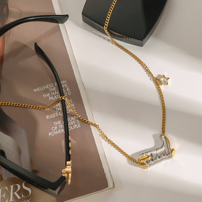 18K Gold and Silver Two Tone Rodeo Star Cowboy Boot Stud Dangle Earrings