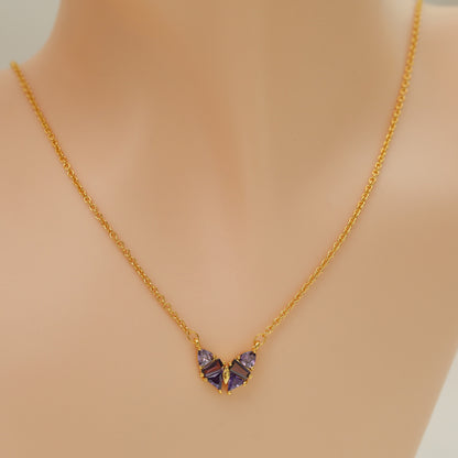 18K Gold Gem Butterfly Necklace