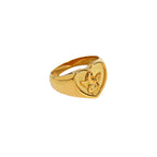 18K Gold Cupid Heart Signet Ring