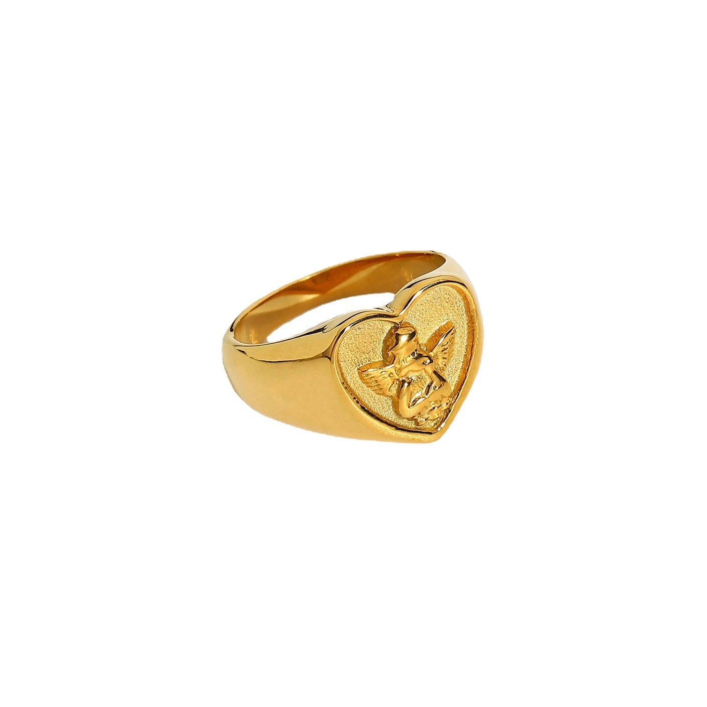 18K Gold Cupid Heart Signet Ring