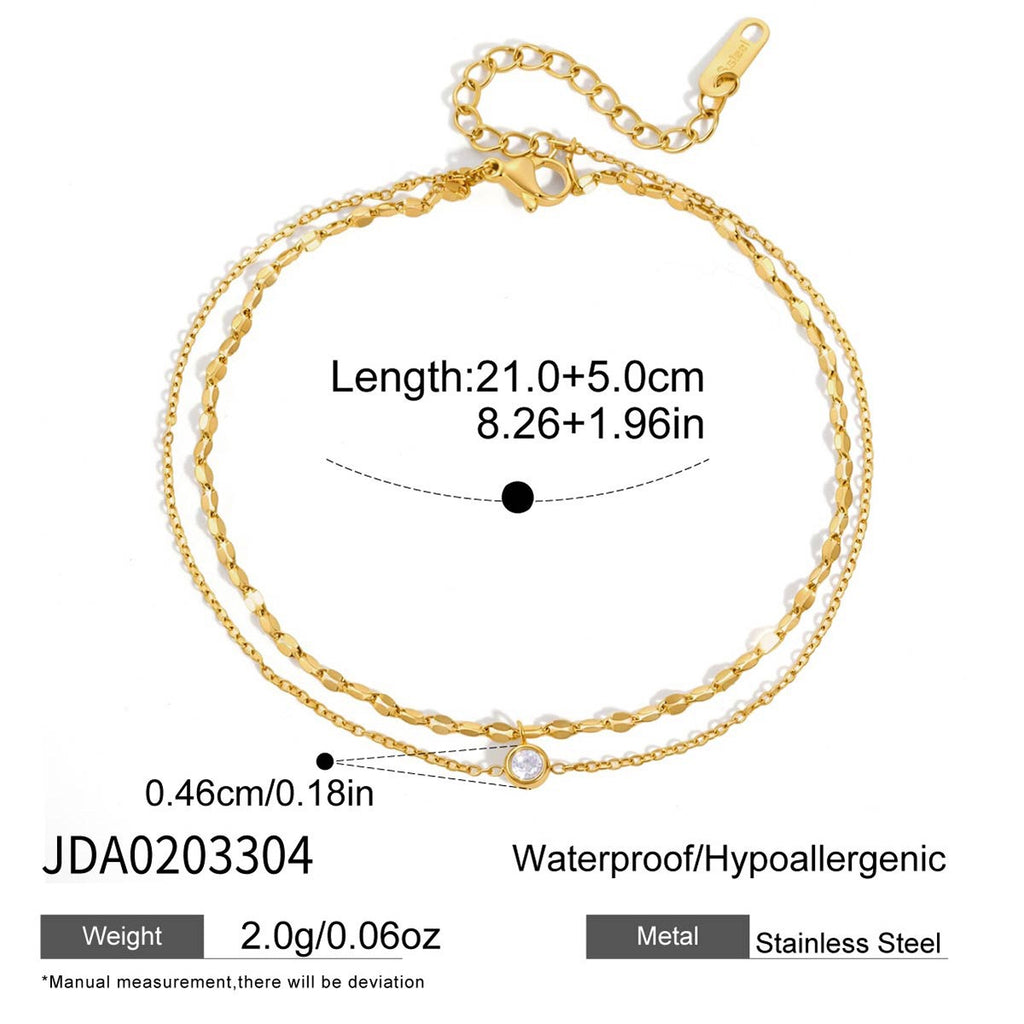 18K Gold Goddess Glow Double Chain Dainty Anklet