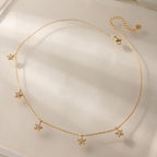 18K Gold Star Flower Dainty Chain Y Shape Layered Necklace Set