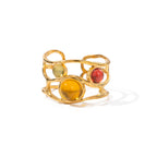 18K Gold Unique Gem Cuff Ring