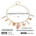18K Gold Summer Seashell Pearl Statement Charm Necklace