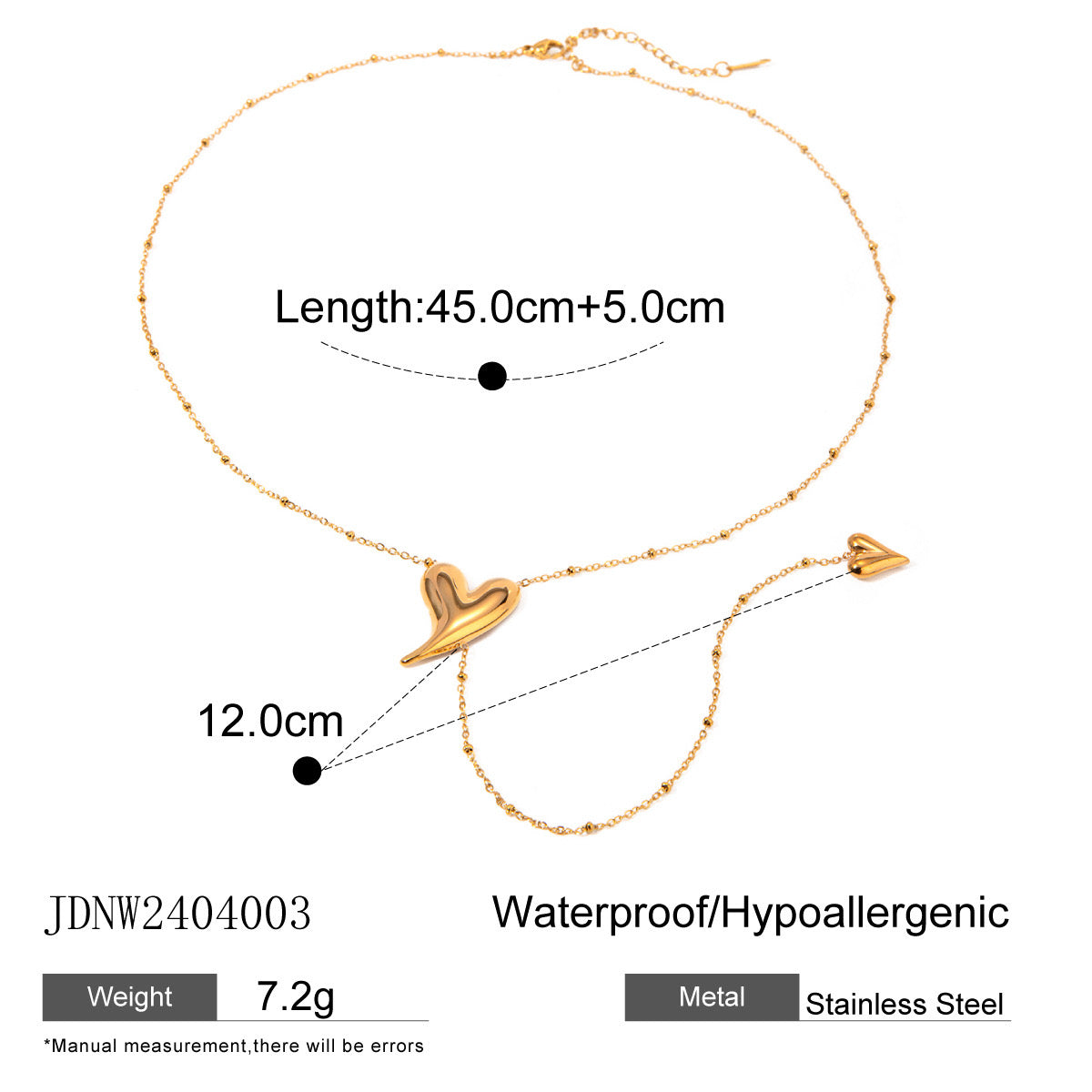 18K Gold Heart Flipped Lariat Necklace