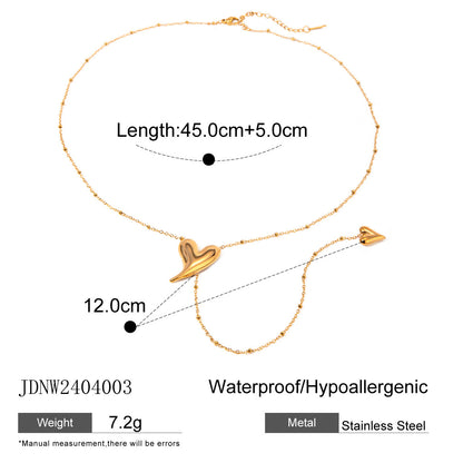 18K Gold Heart Flipped Lariat Necklace