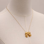 18K Gold Bow Pendant Necklace