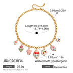 18K Gold Flower Blossom Ceramic Circle Chain Charm Necklace