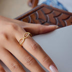 18K Gold Sexy Nerd Dainty Glasses Stacking Cuff Ring