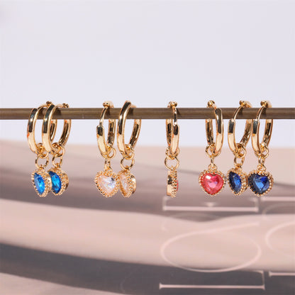 14K Gold Heart Birthstone Huggie Earrings