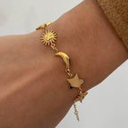 18K Gold Afternoon Tea Heart Chain Bracelet Stack