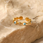 18K Gold Evil Eye Stacking Ring