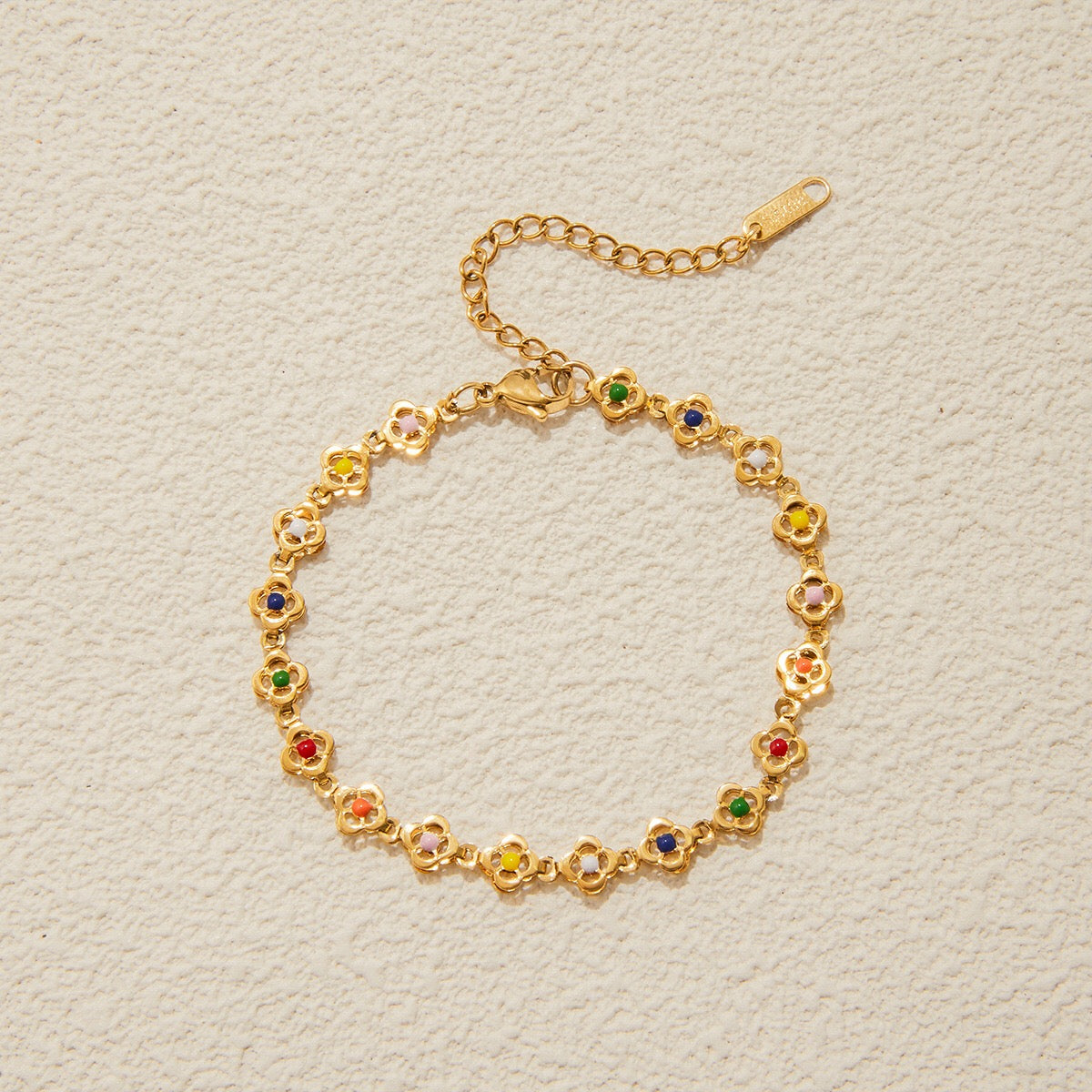 18K Gold Confetti Petal Link Flower Chain Necklace Jewelry Set