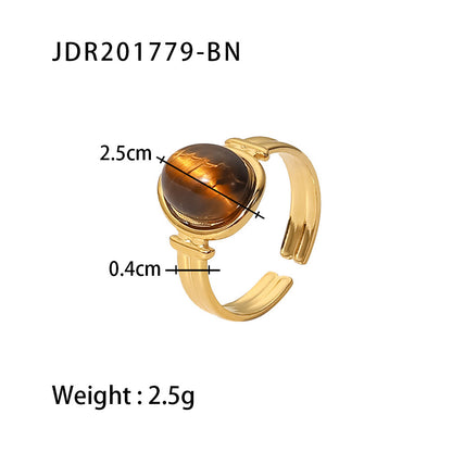 18K Gold Color Gemstone Statement Ring