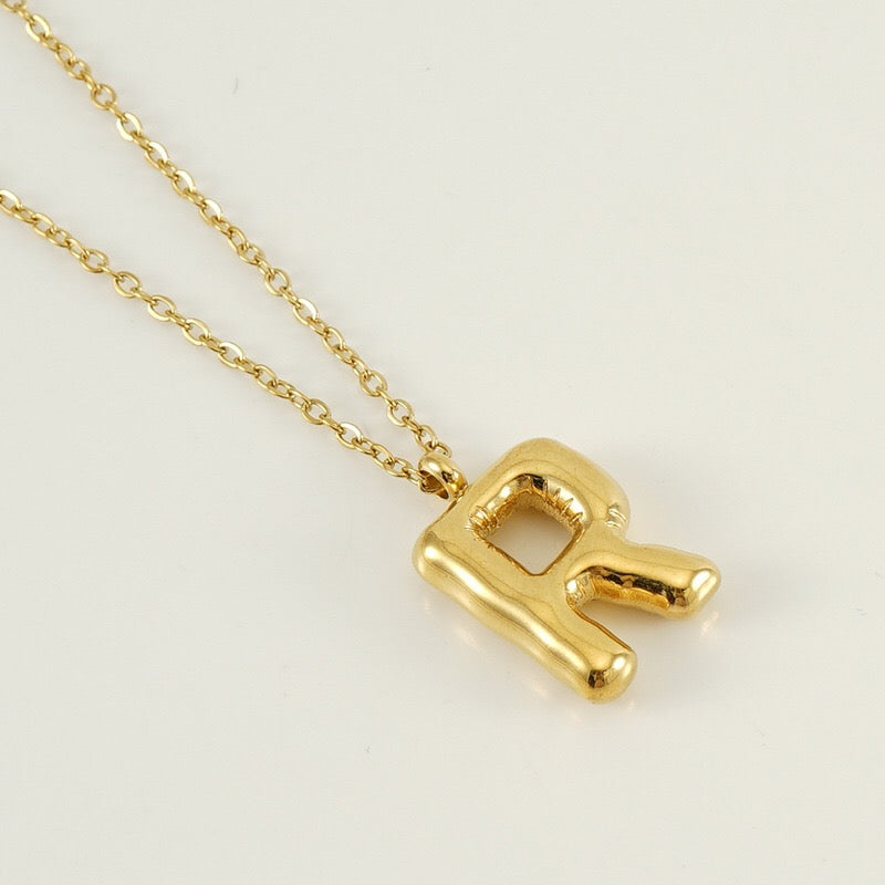 18K Gold Balloon Initial Pendant Necklace