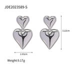 18K Gold Gilded Heart Drop Dangle Earrings