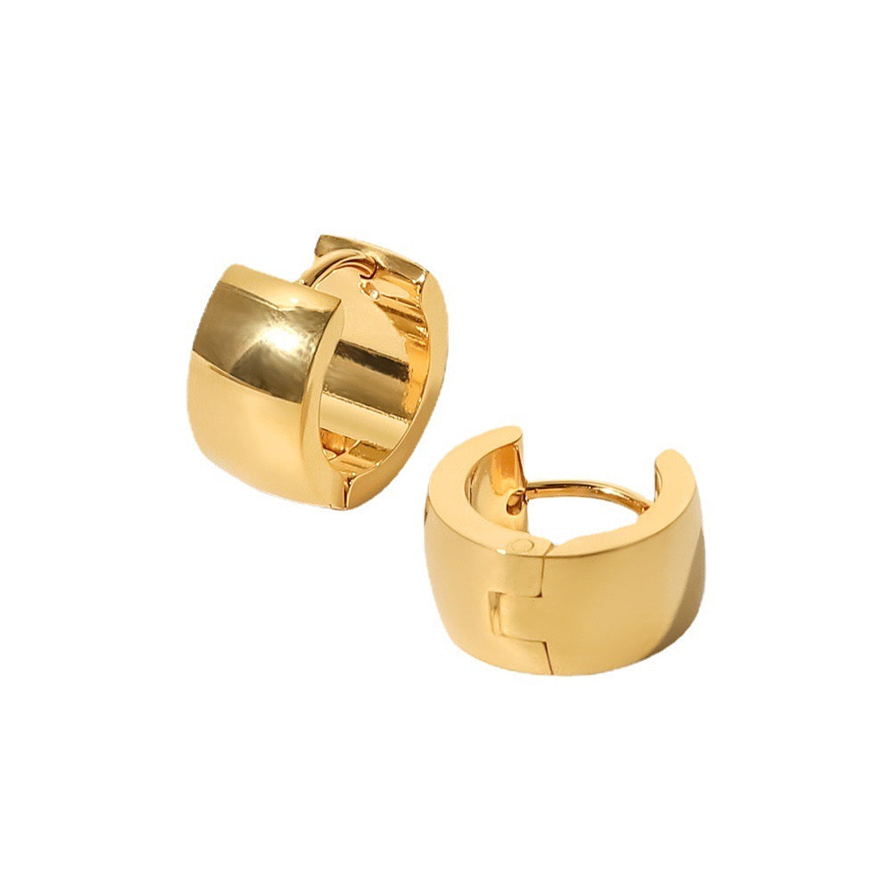 18K Gold Bold Small Hoop Huggie Earrings