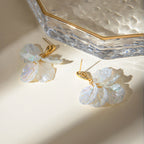 18K Gold Beach Flower Dangle Drop Earrings