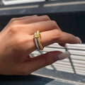 18K Gold and Silver Two Tone Eternity Multiple Linked Spinelli Ring Stack